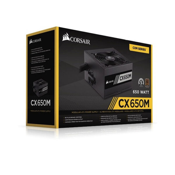 CORSAIR SMPS CX650M - 650 WATT 80 PLUS BRONZE CERTIFICATION SEMI MODULAR PSU WITH ACTIVE PFC