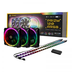 ANTEC PRIZM 120 ARGB 3+2+C 3 IN 1 PACK WITH FAN CONTROLLER & ARGB LED STRIPS, CABINET FAN