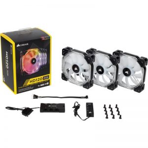 CORSAIR HD120 LED RGB HIGH PERFORMANCE THREE PACK WITH CONTROLLER 120MM PWM CABINET FAN