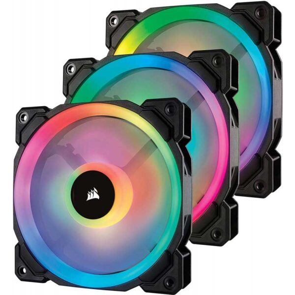 Corsair Ll120 Rgb 120Mm Dual Light Loop Rgb Led Pwm Fan 3 Fan Pack With Lighting Node Pro Cabinet Fan (CO-9050072-WW)