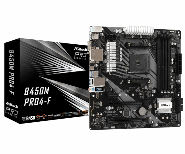 ASRock B450M Pro4-F AMD AM4 Socket Motherboard