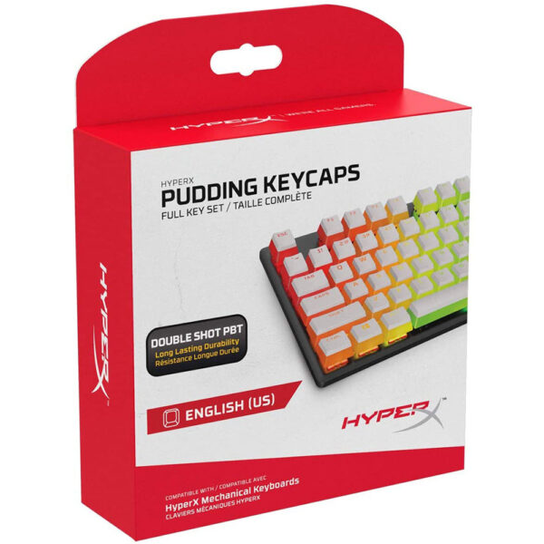 HyperX Pudding Keycaps – Double Shot PBT Keycap Set with Translucent Layer for Mechanical Keyboards English (US) Layout – White