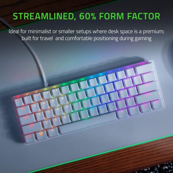 Razer Huntsman Mini Gaming Keyboard – Linear Optical Switches – Chroma RGB Lighting – PBT Keycaps – Mercury White (RZ03-03390400-R3M1)