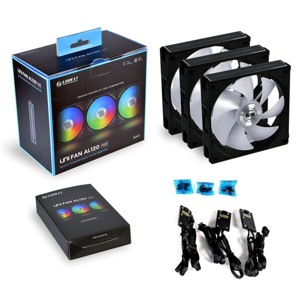 LIAN LI UNI FAN AL120 RGB DAISY CHAIN ARGB 120mm CABINET FAN (BLACK) (UF-AL120-3B)