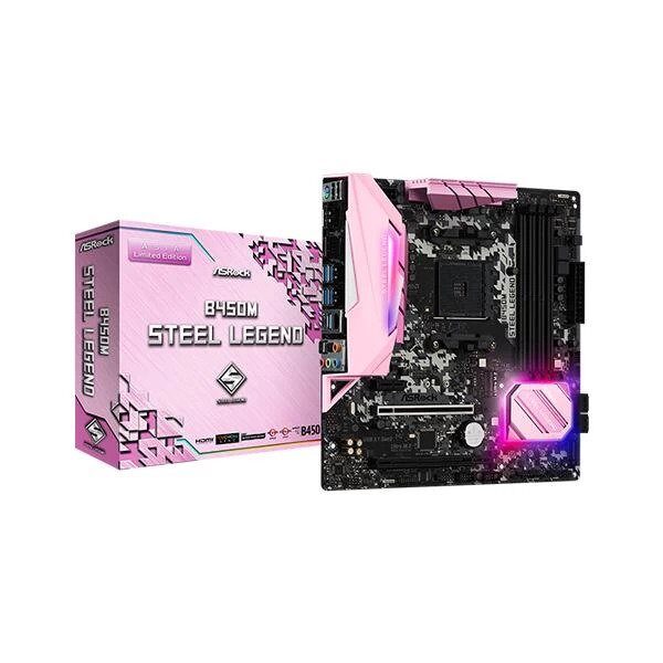 Asrock B450M Steel Legend Pink Edition Amd Am4 Micro Atx Motherboard