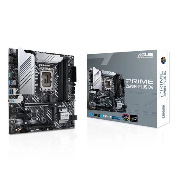 ASUS PRIME Z690M-PLUS D4 INTEL LGA1700 MICRO-ATX MOTHERBOARD (PRIME-Z690M-PLUS-D4)