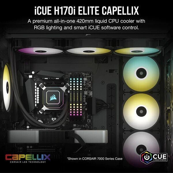 Corsair Icue H170I Elite Capellix Cpu Liquid Cooler (Black) (Cw-9060055-Ww)