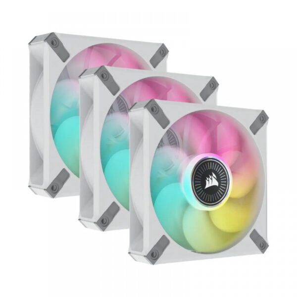 Corsair Icue ML120 Rgb Elite 120mm Pwm Cabinet Fan Triple Pack With Icue Lighting Node Core (White) (CO-9050117-WW)