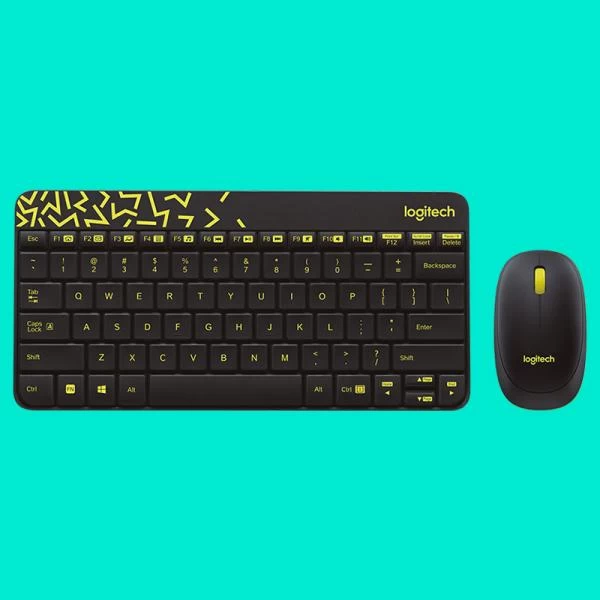 Logitech Mk240 Nano Wireless Keyboard And Mouse Combo (Yellow) (920-008202)