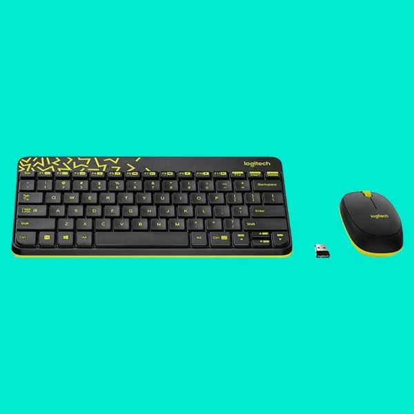 Logitech Mk240 Nano Wireless Keyboard And Mouse Combo (Yellow) (920-008202)