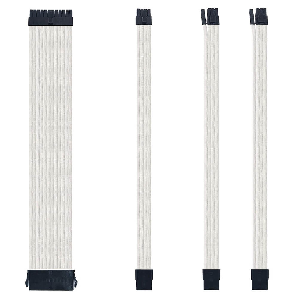 Sensei Mods Sleeved PSU Cable Extension Kit White |PC Studio