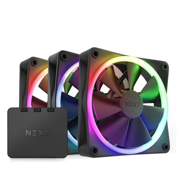 Nzxt F120 Rgb 120mm Cabinet Fan Black With Rgb Controller (Triple Pack) (RF-R12TF-B1)