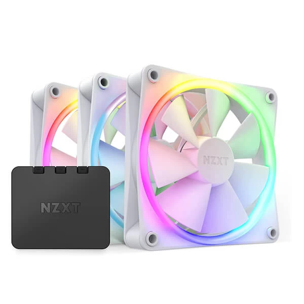 Nzxt F120 Rgb 120mm Cabinet Fan White With Rgb Controller (Triple Pack) (RF-R12TF-W1)