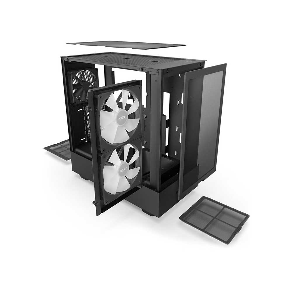 NZXT H5 Flow CC-H51FB-01 Black ATX Mid Tower Tempered Glass Computer Case