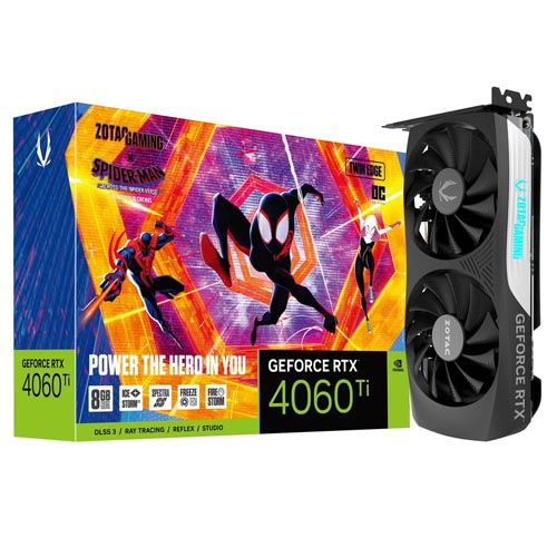 Zotac GeForce Rtx 4060 Ti 8Gb Twin Edge Oc Graphics Card Spider-Man : Across the Spider-Verse Bundle (ZT-D40610H-10SMP)