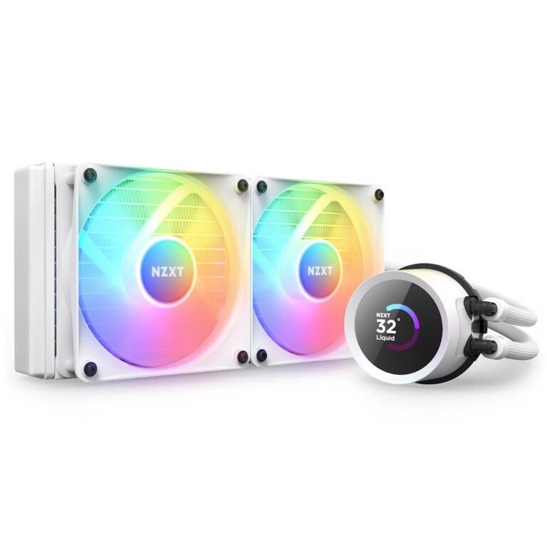 Nzxt Kraken 240 Rgb 240mm Aio Liquid Cooler With Lcd Display (Matte White) (RL-KR240-W1)