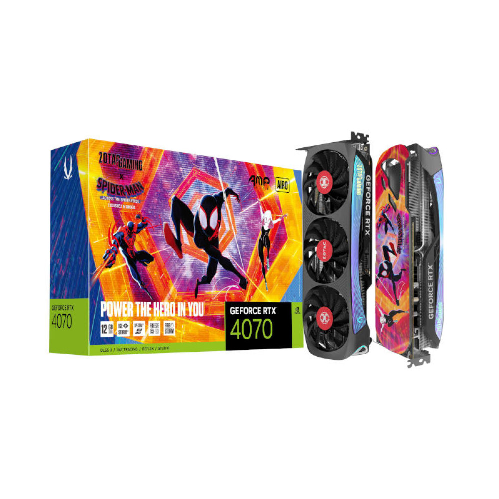 Zotac GeForce Rtx 4070 Amp Airo 12Gb Gddr6X Graphics (Spider-Man: Across The Spider-Verse Bundle) (ZT-D40700F-10SMP)