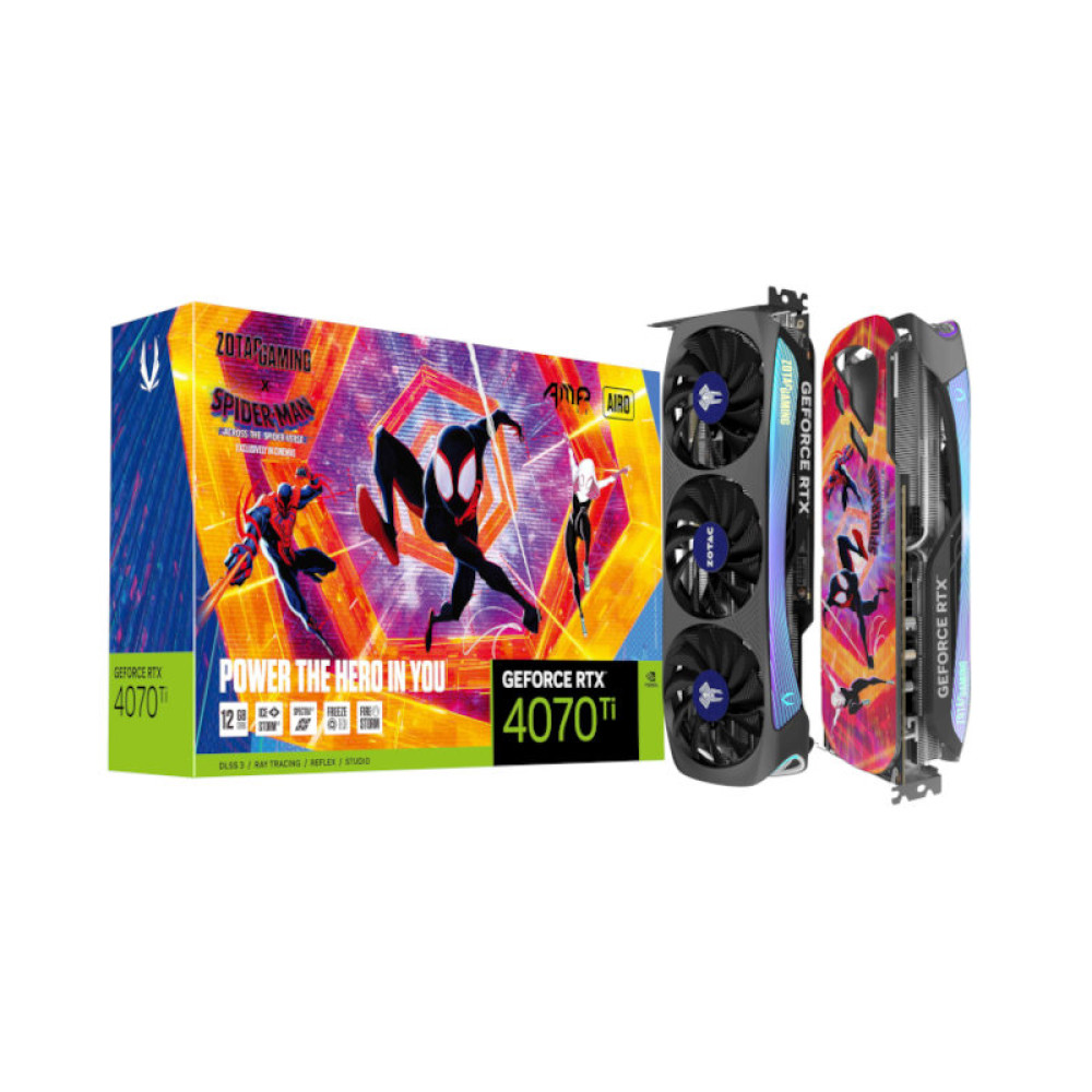 Zotac Geforce Rtx 4070 Ti Amp Airo 12Gb Gddr6X Graphics Card Spider Man Across The Spider Verse Bundle (ZT-D40710F-10SMP)