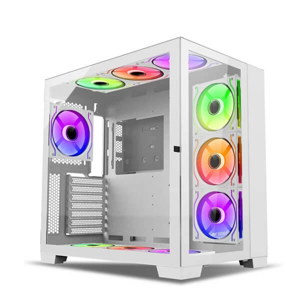 Ant Esports Crystal XL ARGB ATX Mid Tower Cabinet With Tempered Glass Side Panel White( CRYSTAL-XL-ARGB-WHITE)