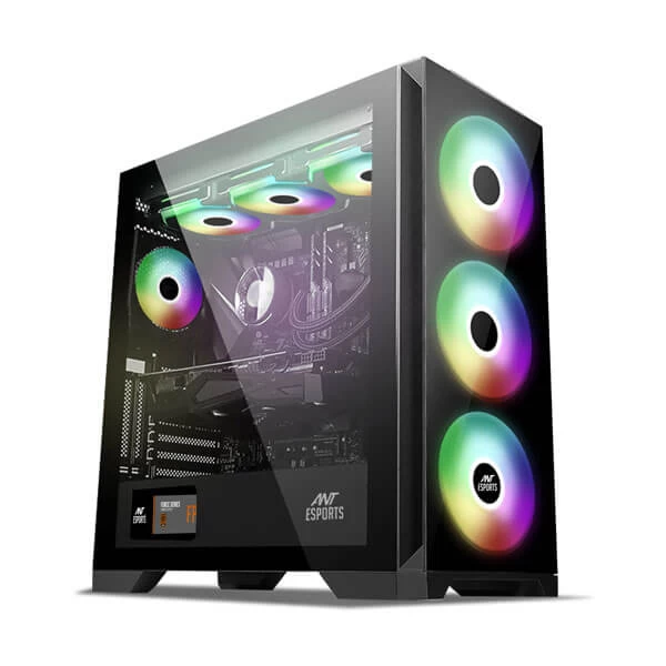 Ant Esports ICE-590TG Argb Eatx Mid Tower Cabinet Black (ICE-590TG-ARGB-BLACK)