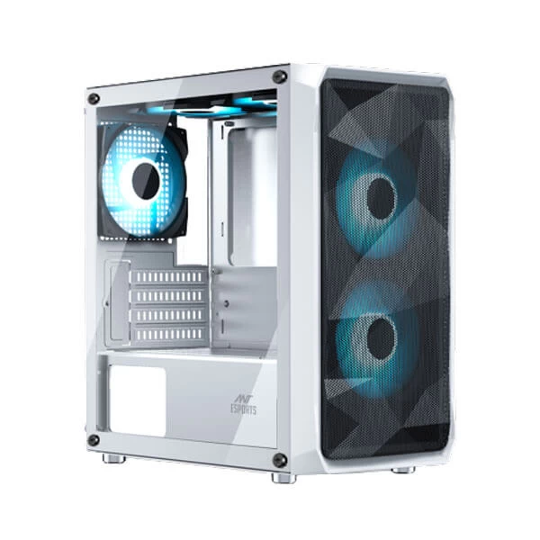 Ant Esports Air Mini Mesh M-ATX Mini Tower Cabinet With Tempered Glass Side Panel White(ICE-100-AIR-MINI-WHITE)