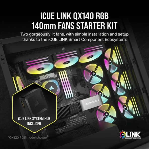 Corsair-Icue-Link-QX140-RGB-140mm-Pwm-Magnetic-Dome-Bearing-Cabinet-Fan-3