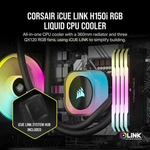 Corsair ICUE LINK H150i RGB Black 360mm CPU Liquid Cooler-2