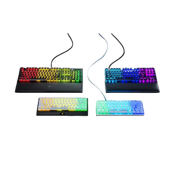  Razer Huntsman V2 Optical Gaming Keyboard + PBT Keycap Upgrade  Set Bundle: Linear Optical Black/Mercury White Keycaps : Electronics