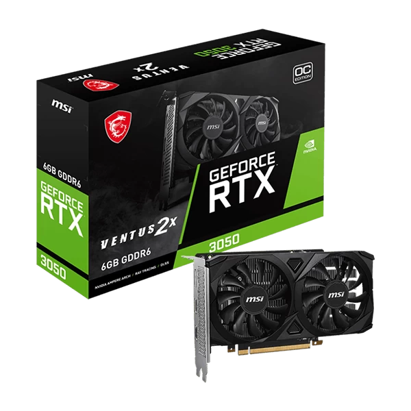 Msi Rtx 3050 Ventus 2X Oc 6Gb Graphics Card (RTX-3050-VENTUS-2X-6G-OC)