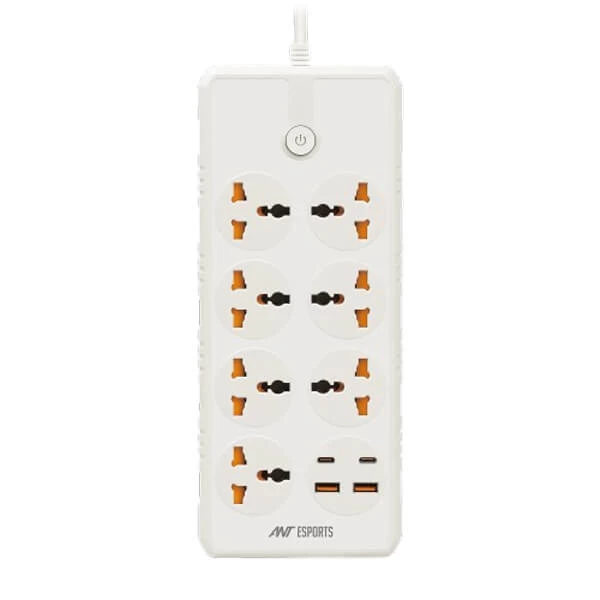 Ant Esports PS722 Power Strip With Usb Ports (White) (PS722)