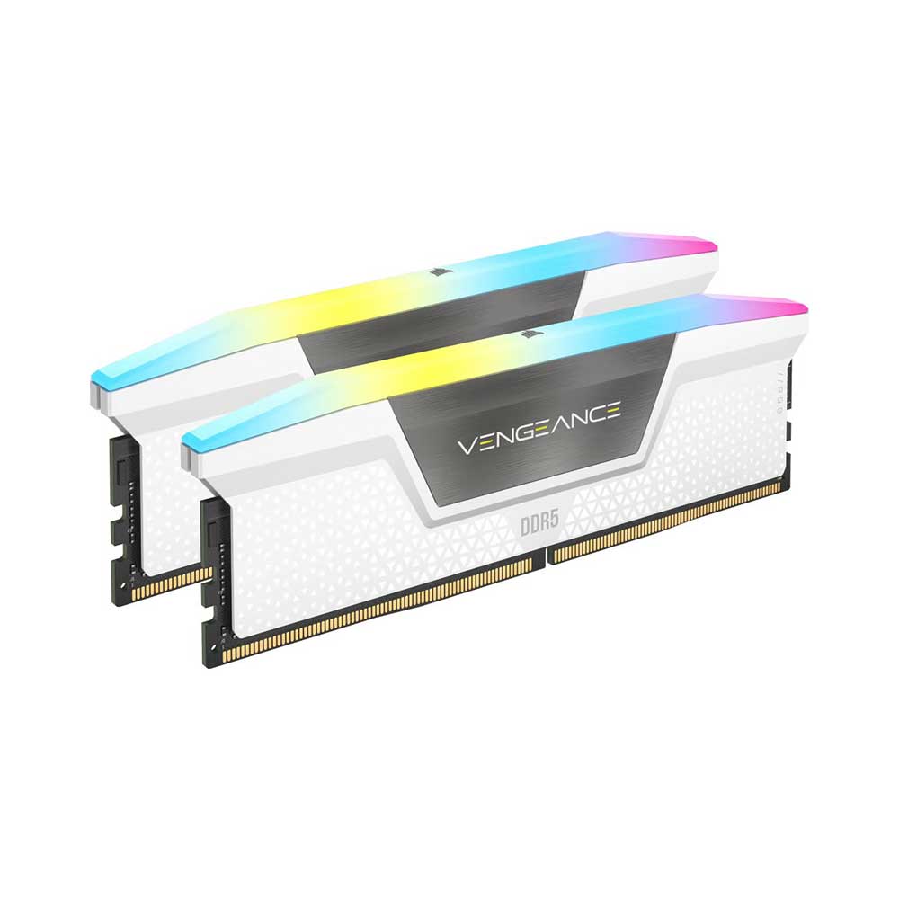 Corsair Vengeance Rgb 32Gb (16Gbx2) Ddr5 6000Mhz Cl30 Desktop Ram White (CMH32GX5M2B6000C30W)