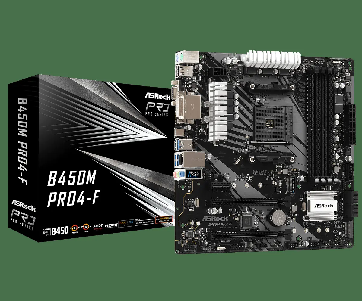 ASRock B450M Pro4-F AMD AM4 Socket Motherboard -pcstudio