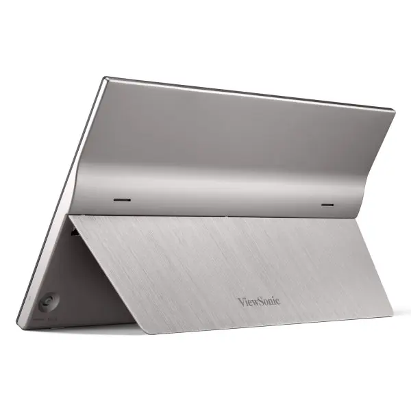 Viewsonic-vg1655-16-inch-touch-screen-portable-monitor-7 Viewsonic tablet in a brushed-metal kickstand case propped up in landscape mode