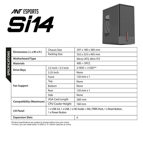 Ant esports si14 m-atx mini tower cabinet black -12 Ant esports si14 m-atx mini tower cabinet black