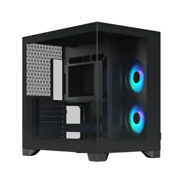 Fractal design - pop 2 vision black rgb - dual-chamber case with glass panels, 4 rgb fans, spacious e-atx/atx/matx/itx - black