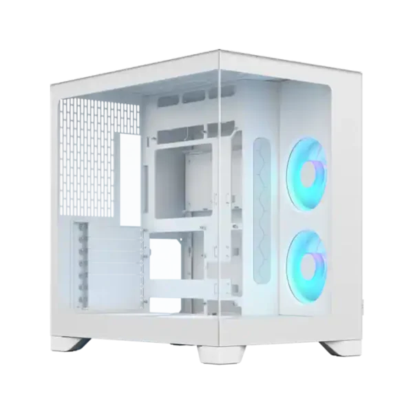 Fractal design fractal design pop 2 vision white rgb - dual-chamber case with glass panels, 4 rgb fans white