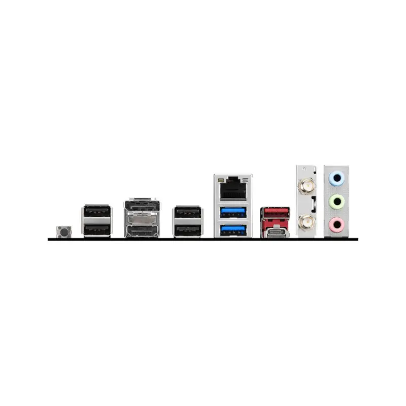 Msi b550 gaming wifi6e am4 ddr4 motherboard -03 Rear pc i/o panel with multiple usb ports, ethernet, hdmi/dp, and color-coded audio jacks.